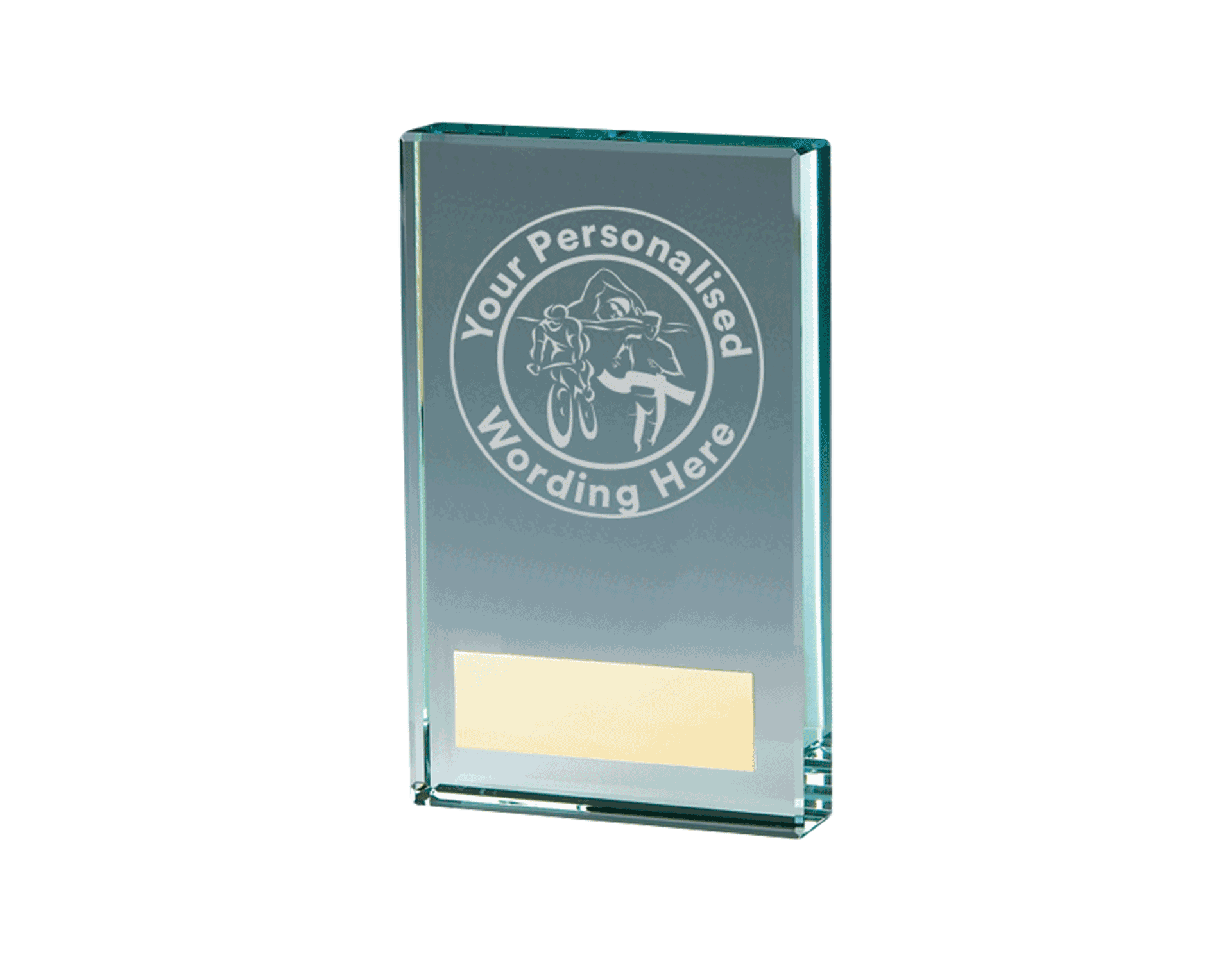 T65E Personalised Laser Engraved Glass Award Running Imp Running Imp